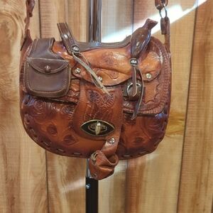 Brown Leather Saddle Women's Bag Purse So Unique